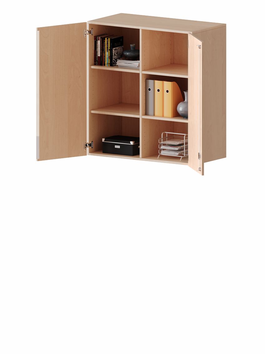 Aufsatzschrank zweitürig 3 OH, mit MW, 2 Breiten, 4 Dekore